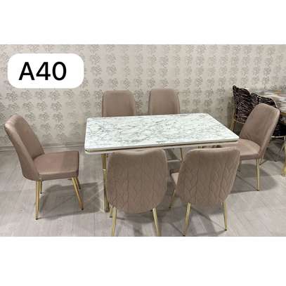 TABLE À MANGER 6PLACES 80X140 MÉTAL BLANC-BEIGE A40 image 1