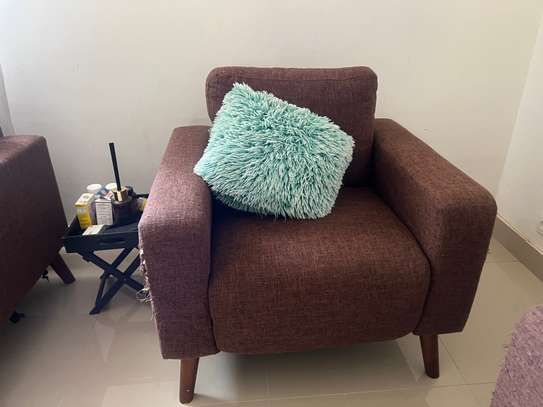 Salon 6 places en tissu marron a vendre image 3