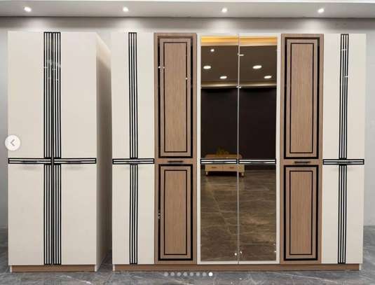 CHAMBRE A COUCHER BATTANTS 4PIECES MARRON BLANC TURQUE image 3