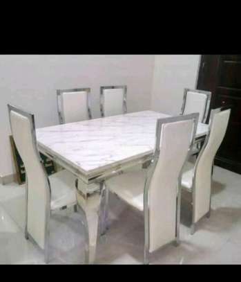 F6031 ensemble table 150cm + 6 chaises bois chromé image 4
