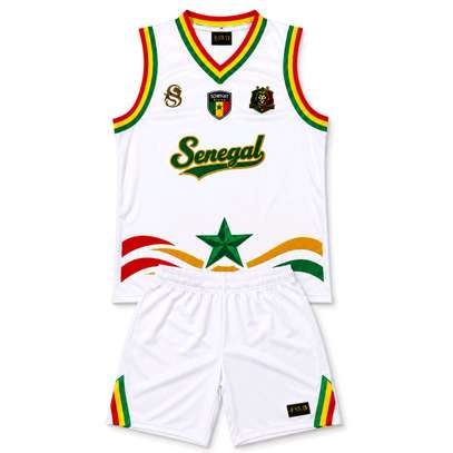 Officiel Sénégal ensemble basket blanc taille L image 2
