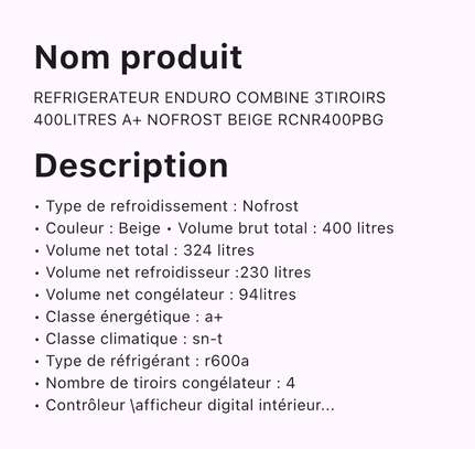 Refrigérateur ENDURO Combiné 3 Tiroirs Rouge 400L image 2