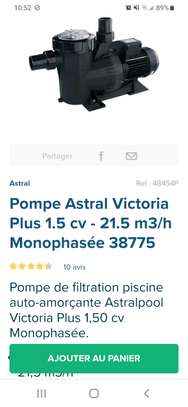 POMPE PISCINE ASTRAL VICTORIA PLUS 1,5 CV, 21,5 M/h image 1