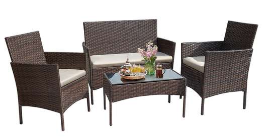 Salon de jardin de 4 places avec table basse en verre image 2