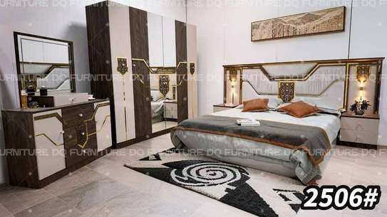 CHAMBRE A COUCHER ARMOIRE 6BATTANTS 6PIECES MARRON BEIGE image 1