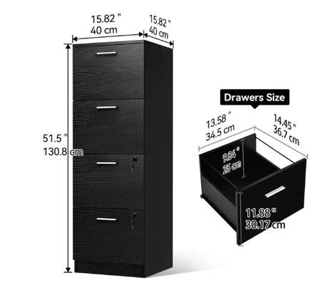 Classeur en bois à 4 tiroirs Dextrus avec serrure image 2