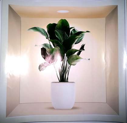 5 pcs Papiers peints de pots de fleurs incrustés 3D image 5
