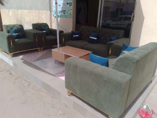 Salon 7 Places en velour Vert image 1