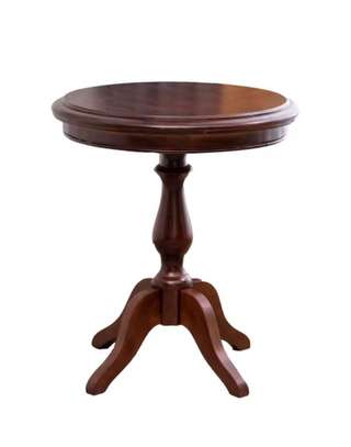 Table à café ronde bois massif marron foncé image 1