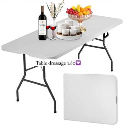 Table pliante 1,80 m blanche robuste et pliable image 1