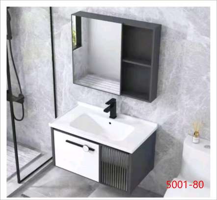Meuble salle de bain moderne 80x60 cm gris blanc image 5