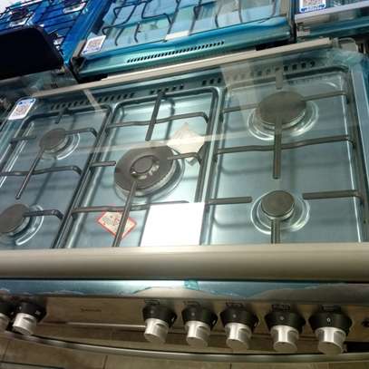 Cuisinière gaz inox 5 feux boutons précis argenté image 1