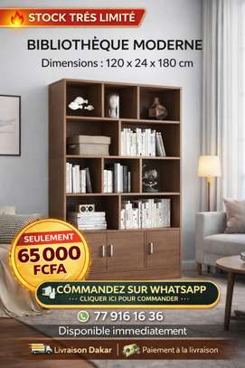 Bibliothèque moderne bois foncé image 3