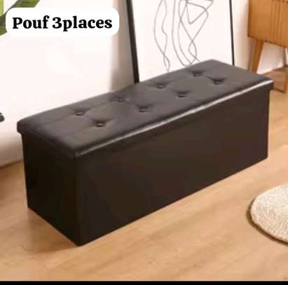 Pouf de rangement 3 places similicuir image 2
