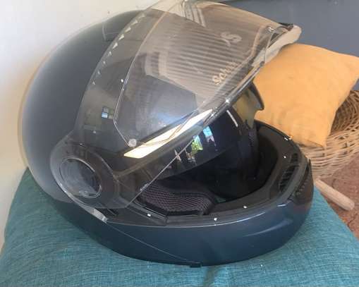 Casque moto intégral noir mat double visière image 2