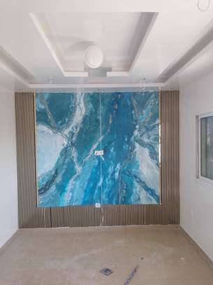 Plafond peint oiseaux bleu ciel vert tendre déco image 6