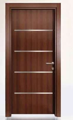 Porte bois moderne avec inserts métalliques teinte foncée image 1