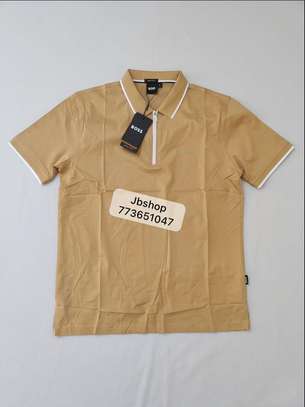 Boss polo homme vert foncé col zippé manches courtes image 5