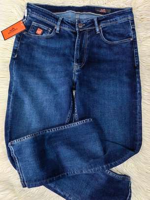 Hermes jean denim bleu coupe droite confortable image 5