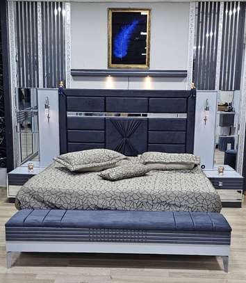 CHAMBRE A COUCHER ARMOIRE 6BATTANTS 6PIECES GRIS EFTELYA image 2