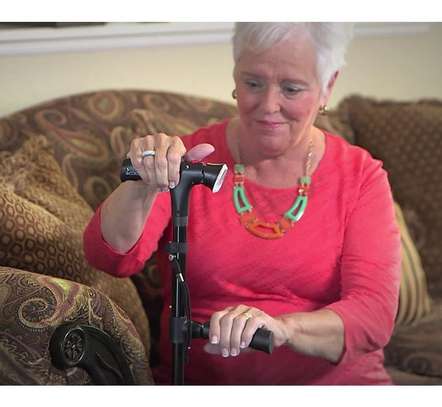 Canne Pliable Réglable, Lampe LED et alarme SOS - 86 à 97 cm image 7