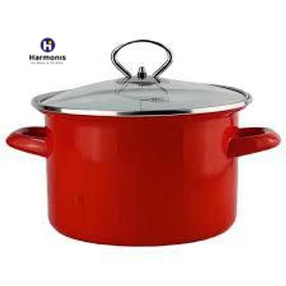 Casserole acier émaillé de 2 à 7 litres - noire et rouge image 2