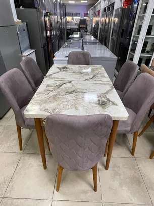 TABLE À MANGER 6PLACES EXTENSIBLE BOIS BLANC MAUVE B50 image 5