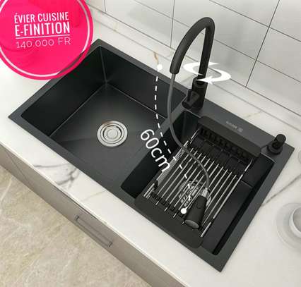 Évier 2 bacs cuisine américaine avec robinet image 3