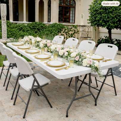Ensemble table pliante blanche + Couverts de luxe jetable image 2