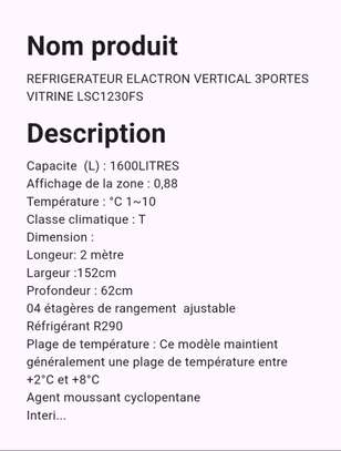 Electron LSC1230FS réfrigérateur vertical 1600L 3 portes image 1