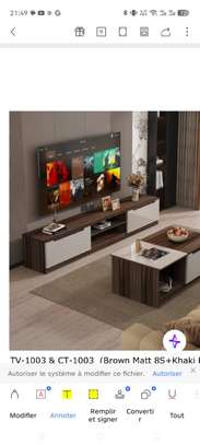 Meuble TV-1003 marron mat et kaki clair design image 1