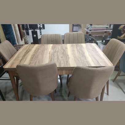 PROMO TABLE À MANGER EXTENSIBLE MARRON 6CHAISES MARRON CLAIR image 1