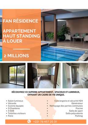 Appartement RDC de standing à louer – Fann Résidence image 1