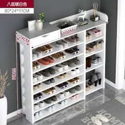 Étagère Chaussures Rangement En Bois BLANC image 1