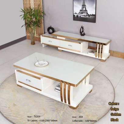 Ensemble meuble TV et table basse effet marbre image 4