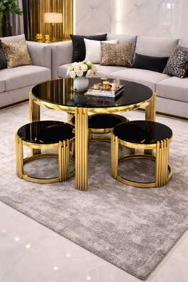TABLE BASSE ENSEMBLE 4PIECES NOIR A02 image 1