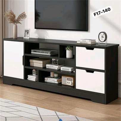 Meuble TV moderne 140 cm noir et blanc design épuré image 1