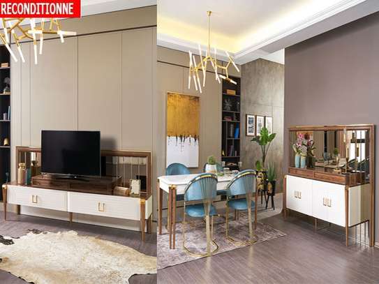 MEUBLE TV PARIS 210*44*180 +TABLE A MANGER image 1