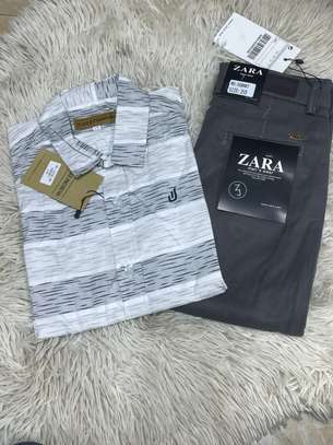 Zara ensemble enfant 7 ans pantalon kaki chemise rayée image 3