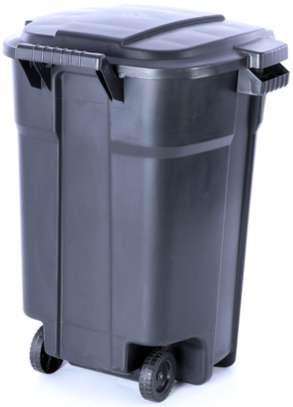 Poubelle circulaire en plastique avec roues et couvercle image 2