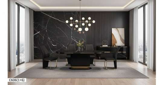 TABLE A MANGER 6PLACES 160X90CM NOIR C606 (1+6) image 1