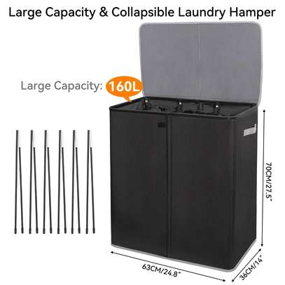 Panier a Linge avec Couvercle , 160L avec 3 sac linge image 3