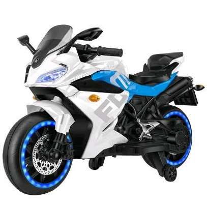 Moto Jouet Electrique - Blanche et Bleue
