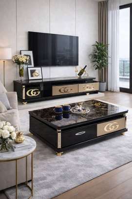 TABLE TELEVISEUR MARRON-NOIR 150X40 TV429+TABLE BASSE 120X60 image 1