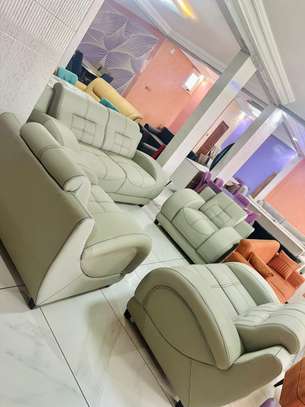 Ensemble canapé cuir beige 3-2 places + fauteuil image 1