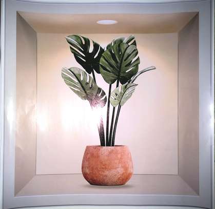 5 pcs Papiers peints de pots de fleurs incrustés 3D image 3
