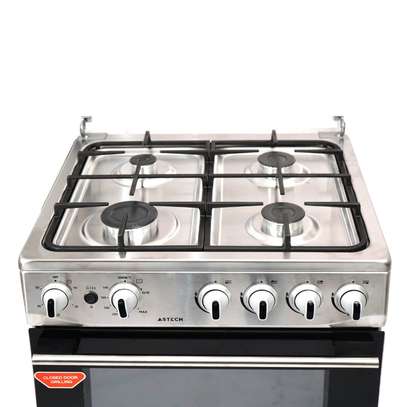 CUISINIERE ASTECH 4FEUX 60X60+FOUR A GAZ FULL OPTION GRIS image 2