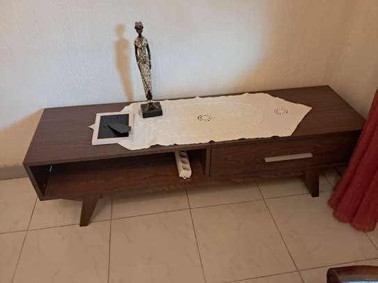 Table basse bois massif 1,5m marron foncé design moderne image 1