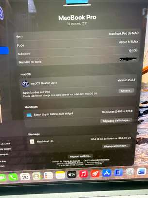 MacBook Pro M1 Max 16 Pouces Ram 64Go SSD 1To image 2