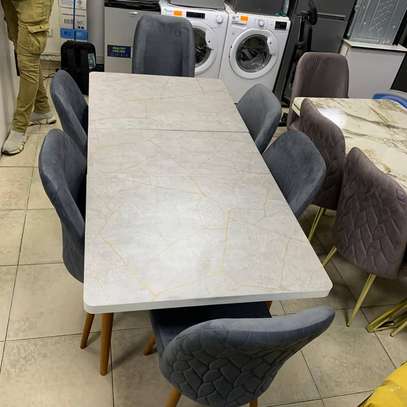 TABLE À MANGER 6PLACES EXTENSIBLE BOIS BLANC-GRIS B60 image 1